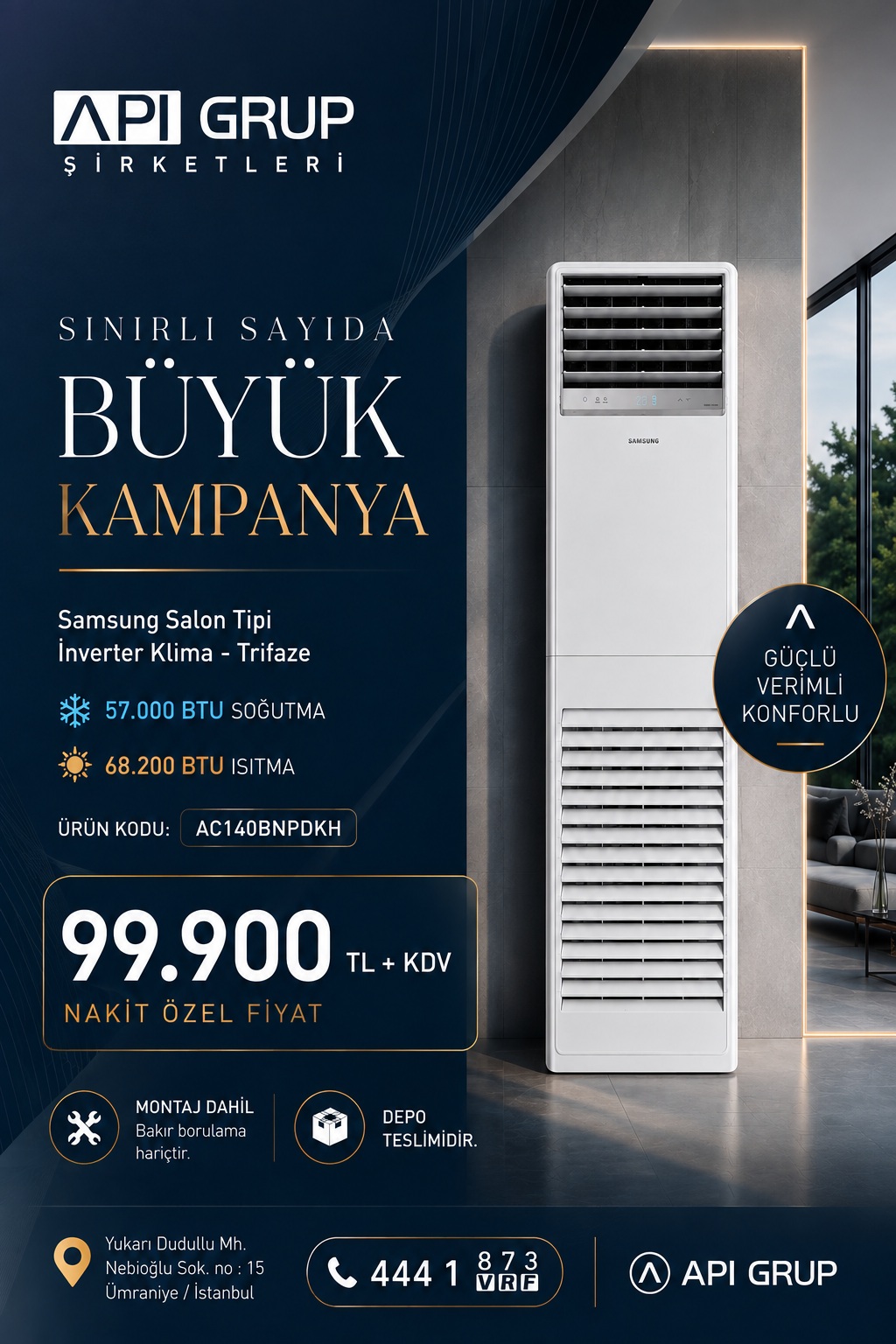SAMSUNG SALON KLİMA ( DEPO TESLİMLİ ) 